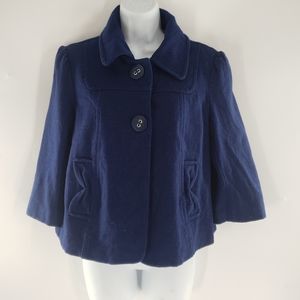 Tulle navy blue pea coat size large cropped anthropologie